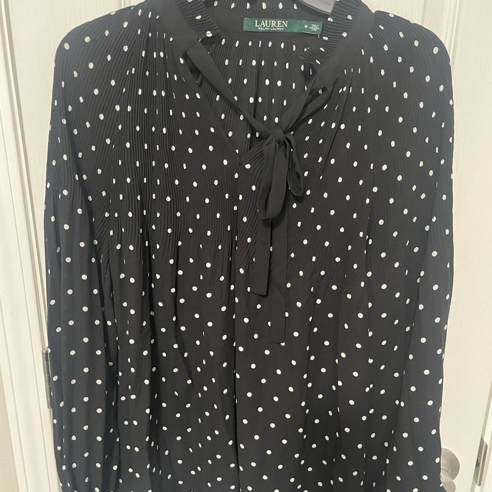 Ralph Lauren Black and White Polka Dot Blouse